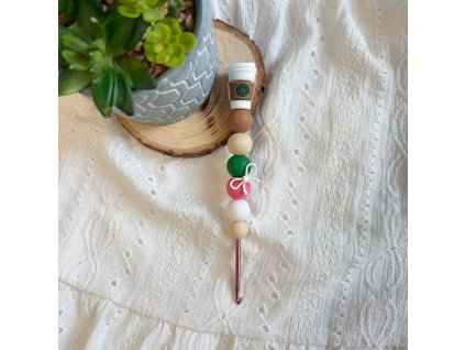 Háček se silikonovými korálky - Kávička