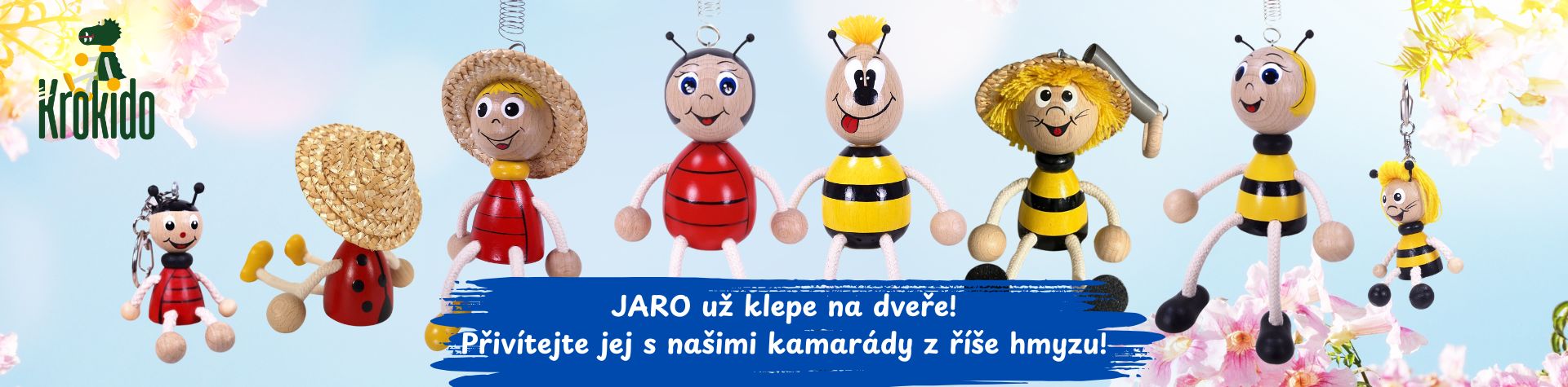 Dřevěné ručně malované figurky s jarními motivy