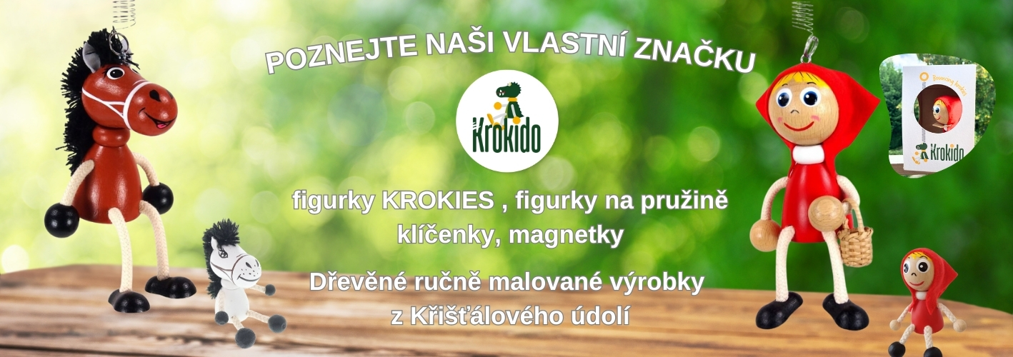 Značka krokido drevene figurky, klicenky a magnety