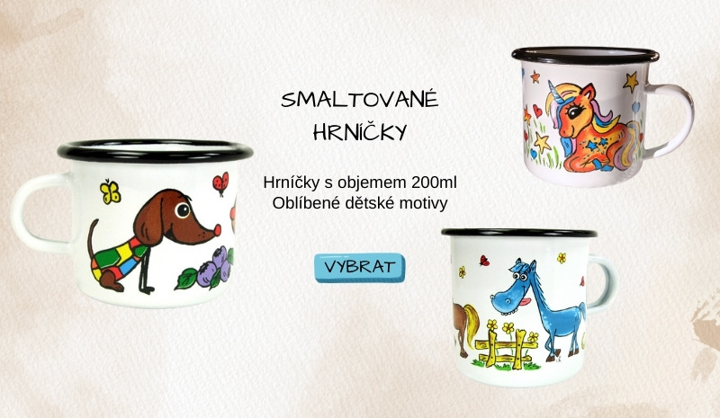 Smaltované hrníčky s originálními dětskými motivy