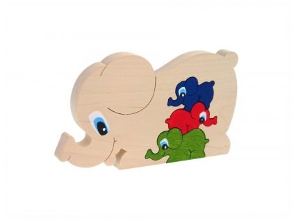 Puzzle -hračka ze dřeva Slon 4 ks