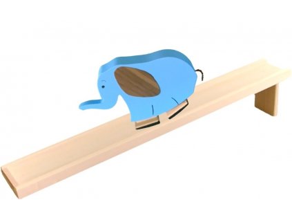Chodící hračka ze dřeva - Slon barevný