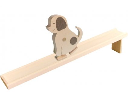 Chodící hračka ze dřeva - Pes natur