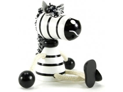Sedací figurka hračka ze dřeva - Zebra