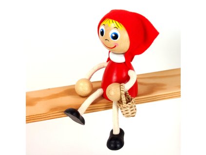 Sedací figurka hračka ze dřeva - Červená karkulka