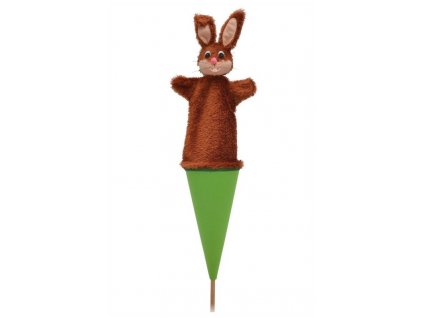 Velký kornoutový maňásek - Zajíc - hračka z textilu 