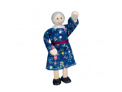 63308 ohebná panenka ze dřeva babička hračka ze dřeva