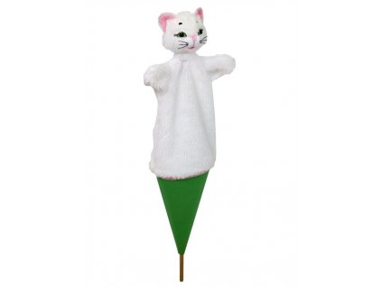 Velký kornoutový maňásek Kočka - hračka z textilu