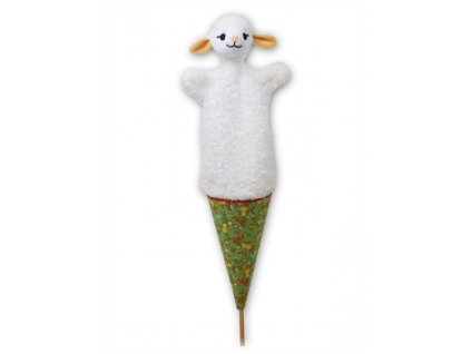 Velký kornoutový maňásek Ovečka - hračka z textilu