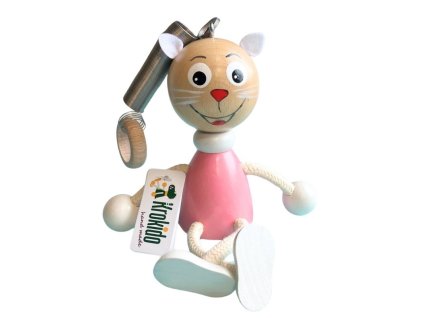 kocicka na pruzine figurka ze dreva