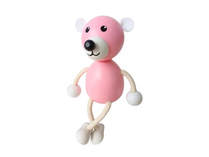 ruzovy medvidek drevena figurka