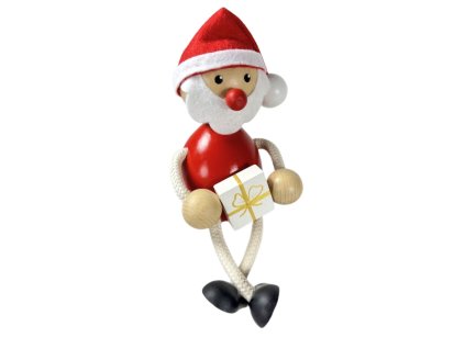 santa s darkem drevena figurka