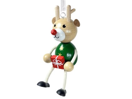 sob s darkem drevena rucne malovana figurka na pruzine