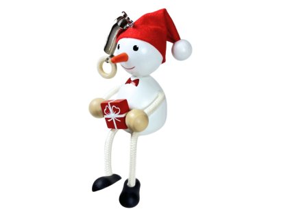 vanocni snehulak drevena figurka na pruzine