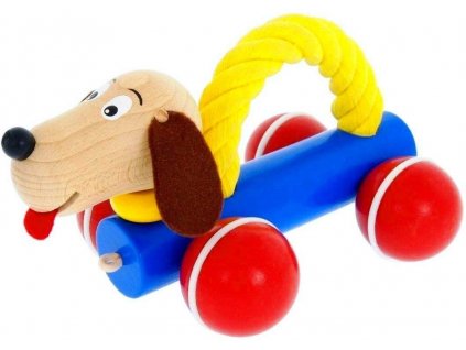 Pes s lanem hračka ze dřeva Oscar