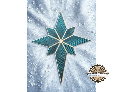 Ručne vyrobená Betlehemská hviezda – modrá drevená ozdoba zo smrekového dreva, handmade Slovensko