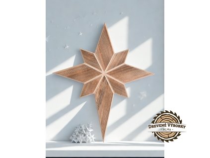 Ručne vyrobená drevená Betlehemská hviezda – naturálny lesklý povrch bez oleja, vianočná dekorácia zo Slovenska