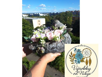 Kameninové srdce s ptáčky 1095 umělé květiny Pivoňky