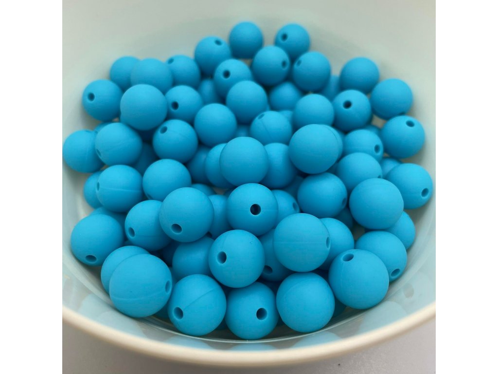 Silikonové korálky 12mm (106ks) - aqua blue