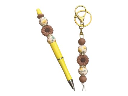 "Přívěšek + propiska" - žlutá sada