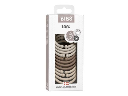 BIBS Loops kroužky 12 ks - Sand/Dark oak/Vanilla