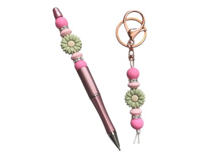 "Přívěsek + propiska" - růžová sada