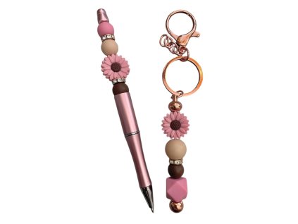 "Přívěsek + propiska" - růžová sada