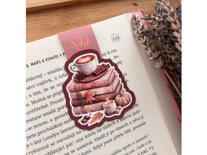 Magnetická záložka - Knihy & káva