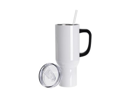 slo pl Cestovny hrncek z nehrdzavejucej ocele 1200 ml s ciernym drzadlom na sublimaciu biely 8740 3