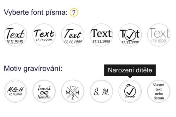 Ukázka výběru stylu písma a motivu
