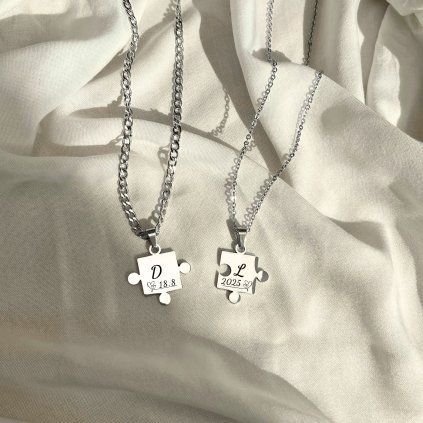 Náhrdelník PUZZLE pro páry - vlastní TEXT