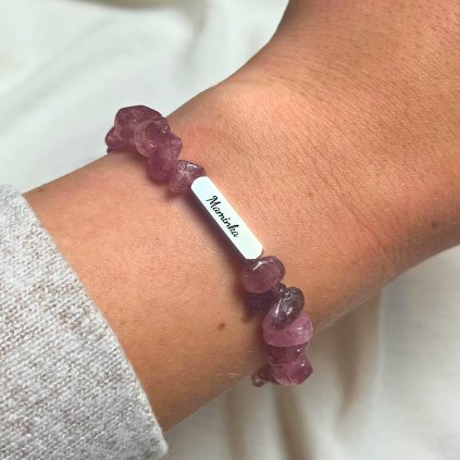 Nárakem TUBUS s korálky dámský - Jahodový křemen