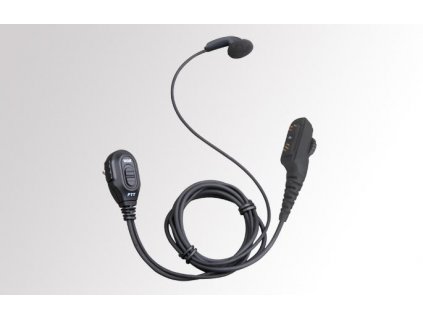Hovorová souprava ESN10 pro DMR radiostanice Hytera PD705 a PD785. Pecka do ucha, mikrofon s klipsem obsahuje PTT tlačítko, přepínač pro ovládání hlasem VOX, ovladač pro nastavení hlasitosti.