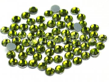 hot-fix skleněné nažehlovací kameny na textil barva 134 Olivín zelená, velikost SS6 až SS16