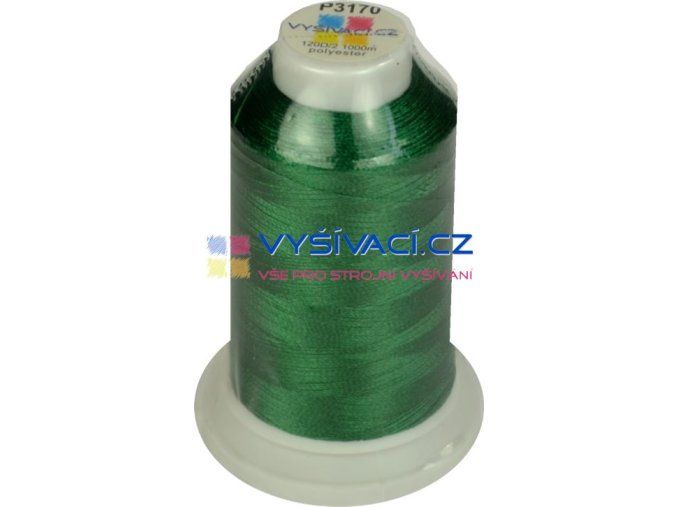 vyšívací nit polyester barva zelená P3170 návin 1000m  36,30 Kč s DPH za kón při nákupu balení 10 kusů