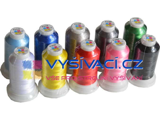 sada vyšívacích polyesterových nití zn. vysivaci.cz 10x1000m