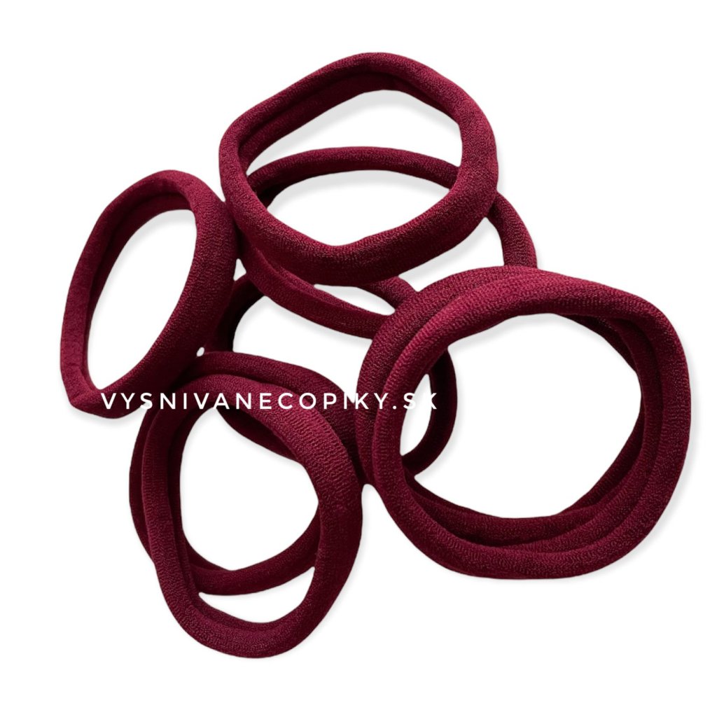 Hair_bands_gumičky_do_vlasov_20ks_burgundy_bordová_vysnivanecopiky