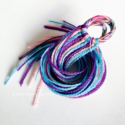 A pair of braided ties - DarkPurple-Blue-Pink