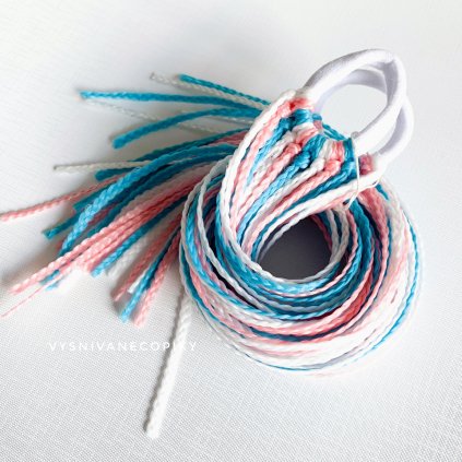 A pair of braided ties - Blue-Pink-White