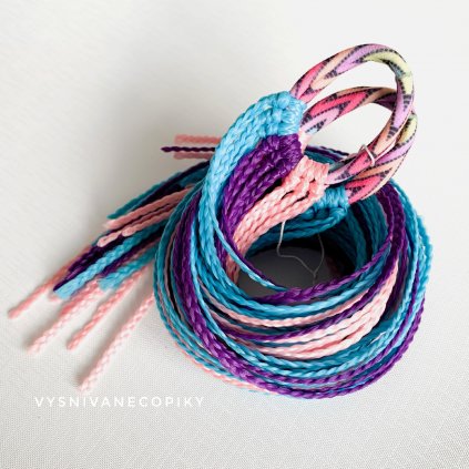 A pair of braided ties - Purple-Blue-Pink