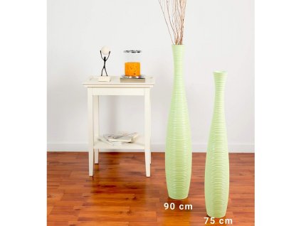 VYSOKÁ DŘEVĚNÁ DEKORATIVNÍ VÁZA ZELENÁ