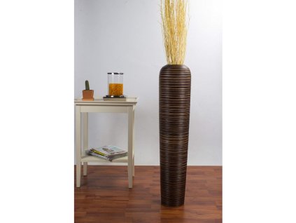 VYSOKÁ DŘEVĚNÁ DEKORATIVNÍ VÁZA HNĚDÁ, VÝŠKA