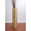 VYSOKÁ DŘEVĚNÁ DEKORATIVNÍ VÁZA ZLATÁ VÁLCOVÁ