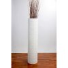 VYSOKÁ DŘEVĚNÁ DEKORATIVNÍ VÁZA VÁLCOVÁ BÍLÁ