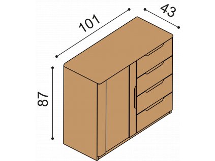 komoda flabo 2dz4 dvirka ctyri zasuvky male