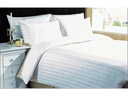 damaskove povleceni hotelovy uzaver 70x90 140x200 prouzek 2cm bile