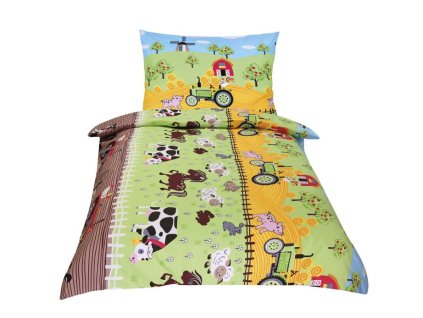 povleceni bavlnene junior farma detsky motiv 140x200 70x90 cm