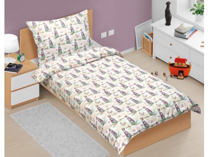 povleceni bavlnene junior sovicka na vetvi detsky motiv 140x200 70x90 cm