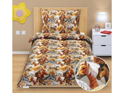 povleceni bavlnene junior kone detsky motiv 140x200 70x90 cm