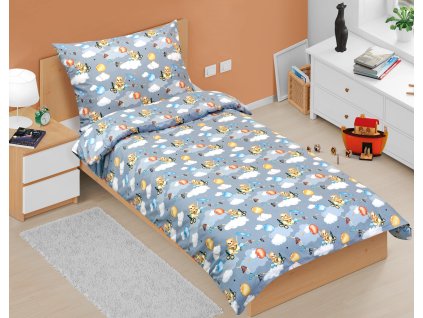 povleceni bavlnene junior medvidek v letadle 140x200 70x90 cm